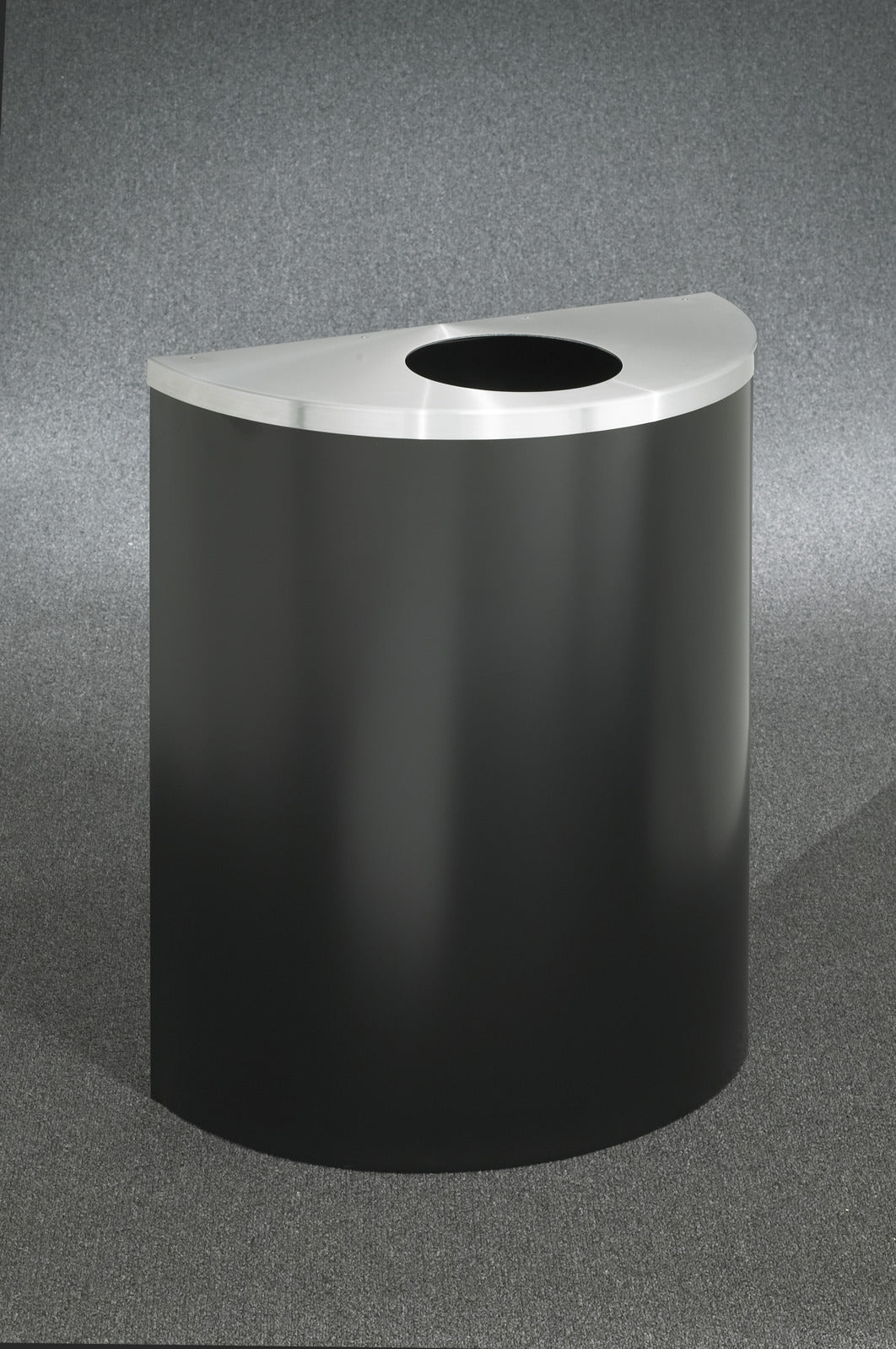 Glaro Profile Series 24" Half-Round Trash Receptacle – 8" Round Opening, Hinged Lid, 29 Gallon, Commercial Indoor (2492SA, 2492BE, 2492**, 2492*SA, 2492*BE)