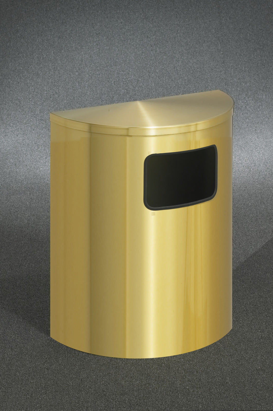 Glaro 24" Half Round Waste Receptacle – 24/29 Gallon Capacity, Wall-Mountable, Satin Brass, Made in USA