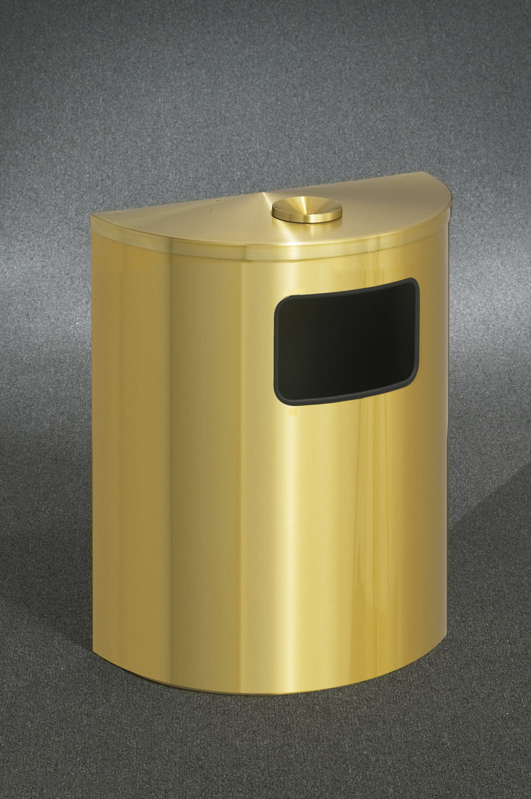 Glaro 24" Half Round Waste Receptacle – 24/29 Gallon Capacity, Wall-Mountable, Satin Brass, Made in USA