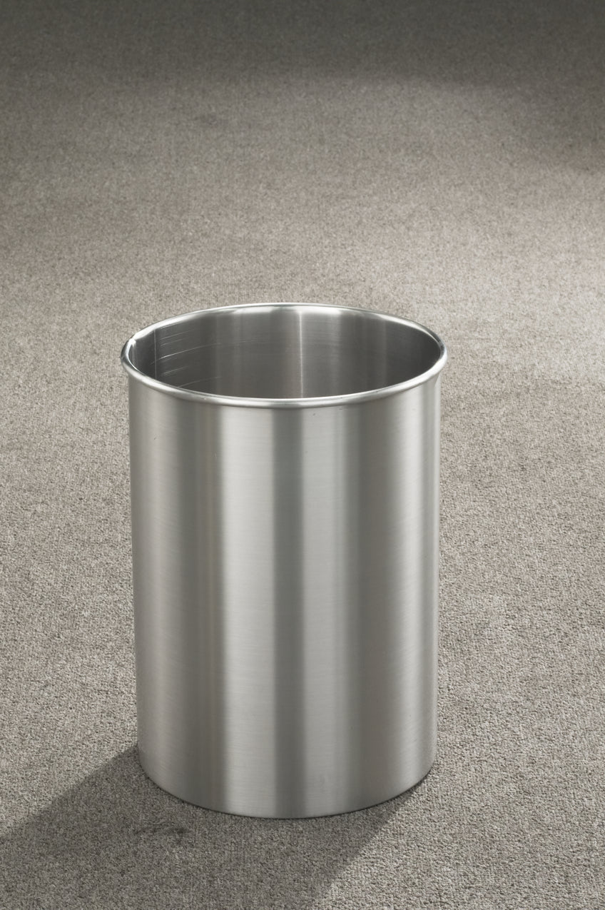 Glaro Open-Top Commercial Trash Can – Satin Aluminum, 5–39 Gallon, Indoor