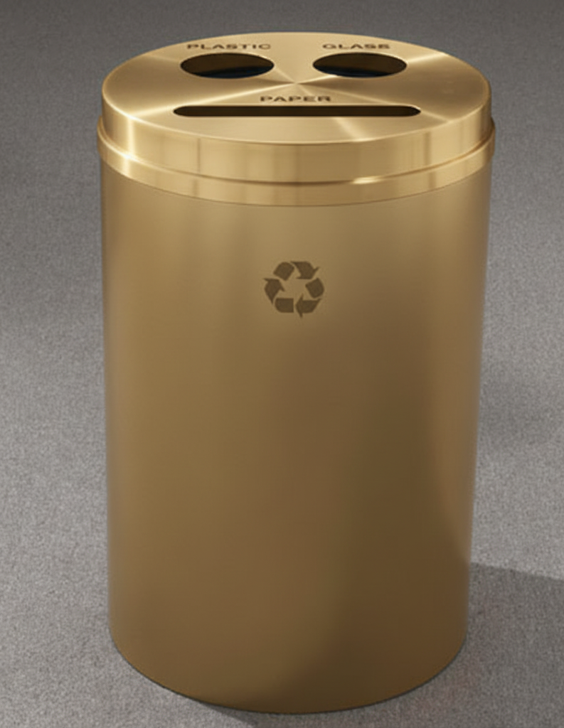Glaro BCP-2032 Recyclepro 3 Waste Receptacle with Designer Brass Lid – Brass or Color Base Options