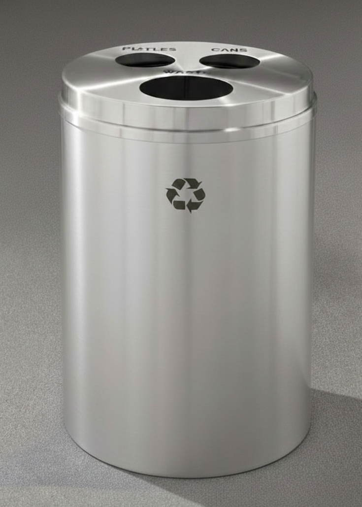 Glaro BCW-2032 Recyclepro 3 Waste Receptacle with Designer Aluminum Lid – Aluminum or Color Base Options