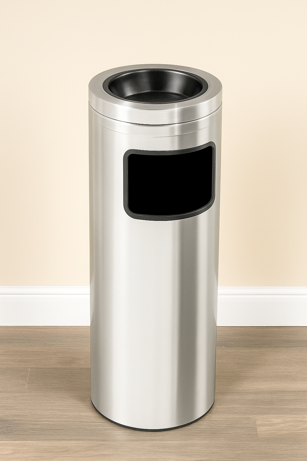 Glaro “New Yorker” Satin Aluminum  Ash/Trash Receptacle – Commercial Grade Indoor/Outdoor Cigarette Ash and Waste Bin