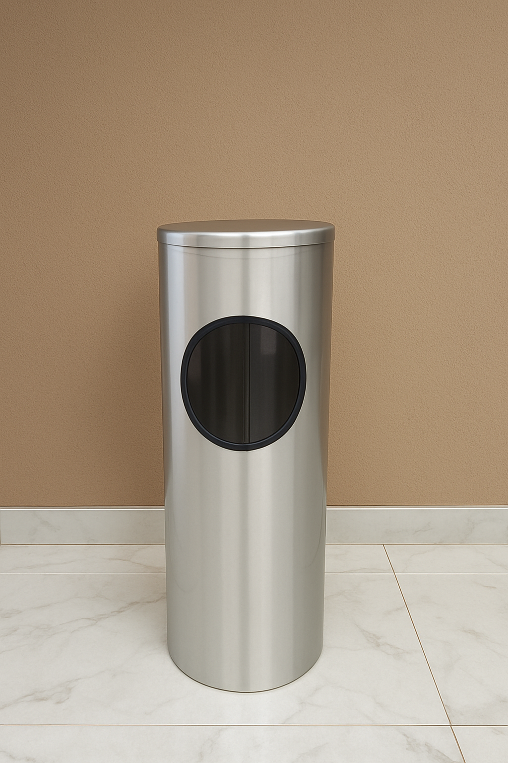 Glaro Waste Receptacle – Flat Top Side Opening | Satin Aluminum | Made in USA