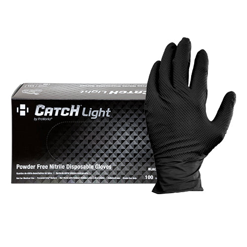 Catch® Light By ProWorks® Nitrile Disposable Gloves, Black, 6 mil