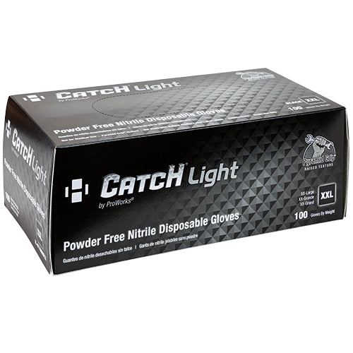 Catch® Light By ProWorks® Nitrile Disposable Gloves, Black, 6 mil