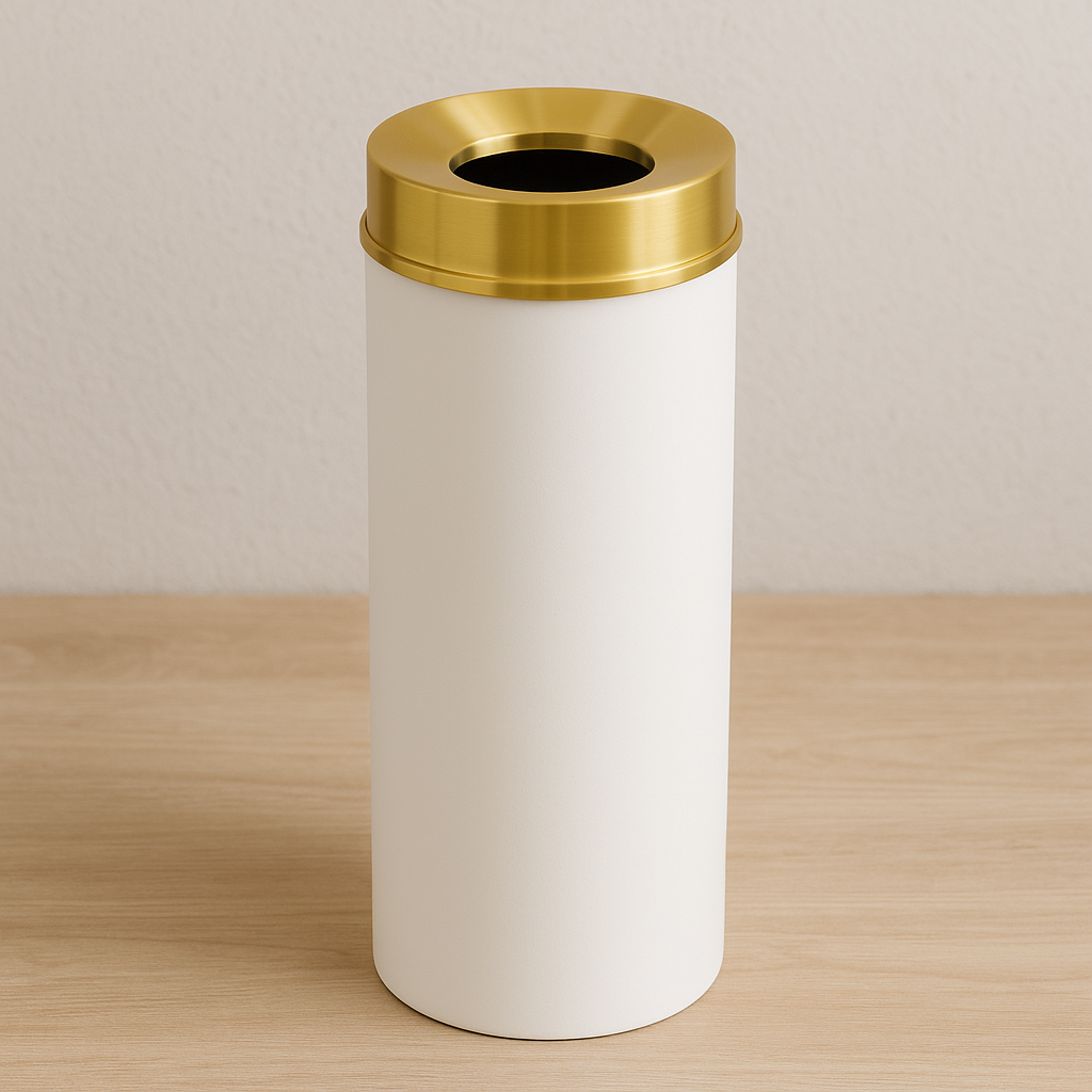 Glaro “Mount Everest” Waste Receptacle – Funnel Opening | Made in USA | Satin Brass Lid