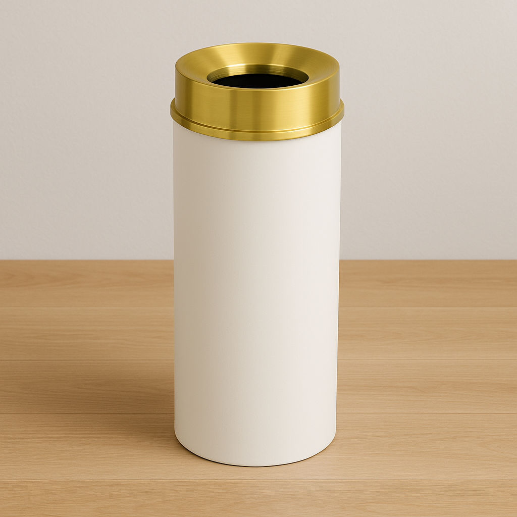 Glaro “Mount Everest” Waste Receptacle – Funnel Opening | Made in USA | Satin Brass Lid
