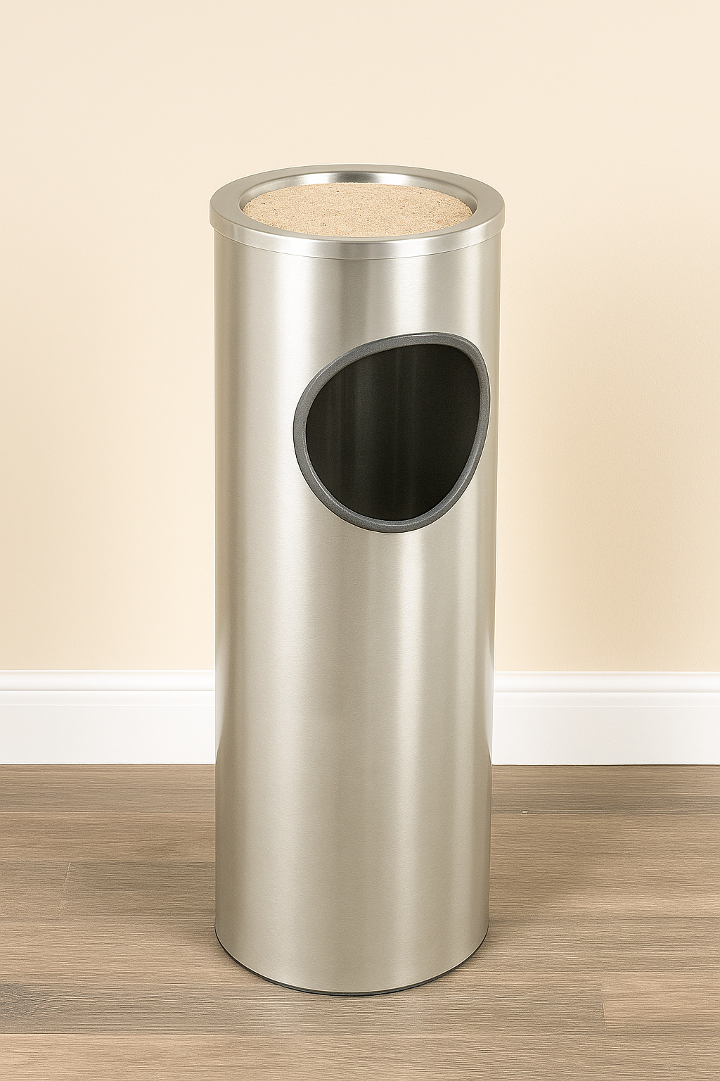 Glaro “New Yorker” Satin Aluminum  Ash/Trash Receptacle – Commercial Grade Indoor/Outdoor Cigarette Ash and Waste Bin