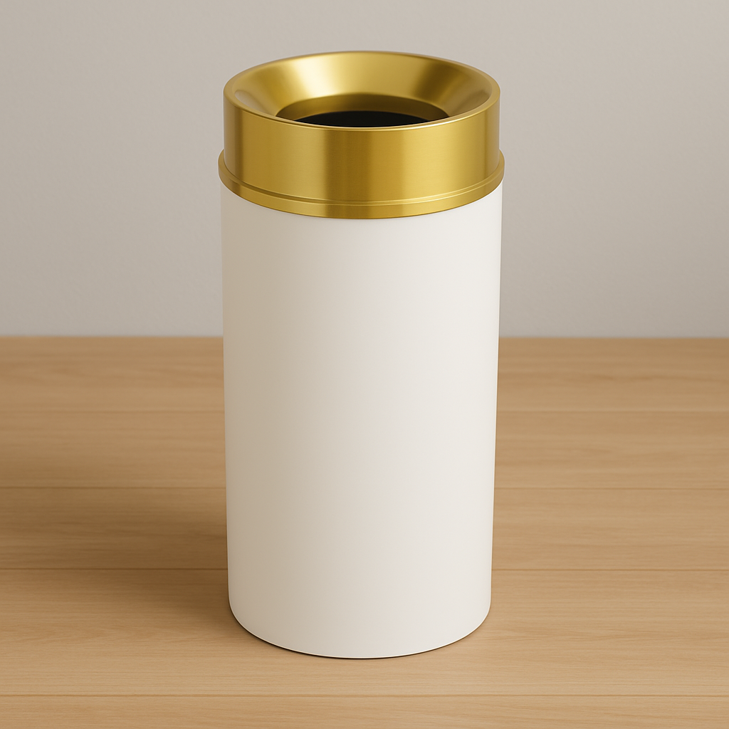 Glaro “Mount Everest” Waste Receptacle – Funnel Opening | Made in USA | Satin Brass Lid
