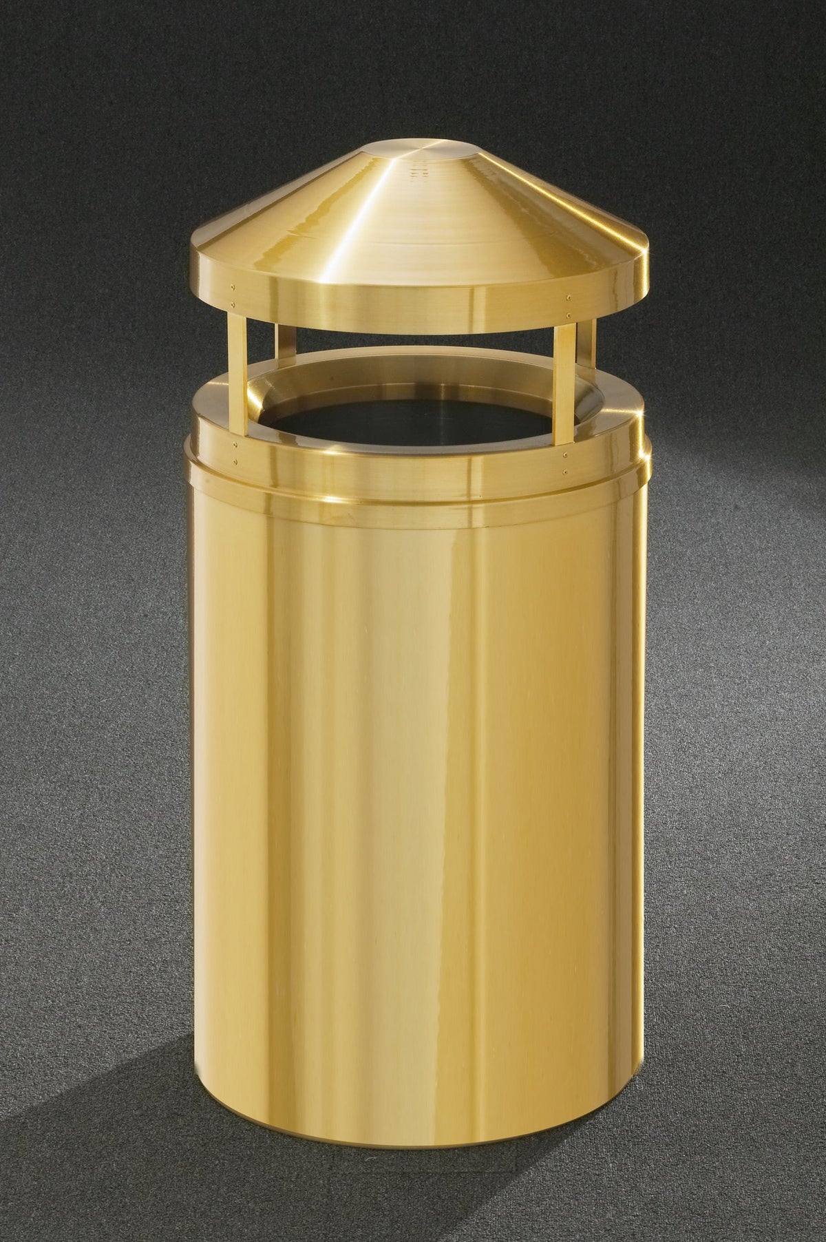 Glaro WasteMaster™ Canopy Top Commercial Trash Can – Satin Brass, 12, 16 & 33 Gallon, Indoor (H1201BE, H1501BE, H2001BE)