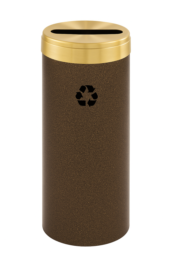 Glaro RecyclePro 1 Paper Recycling Receptacle | Slot Opening | Designer Finish Body with Satin Brass lid | Made in USA