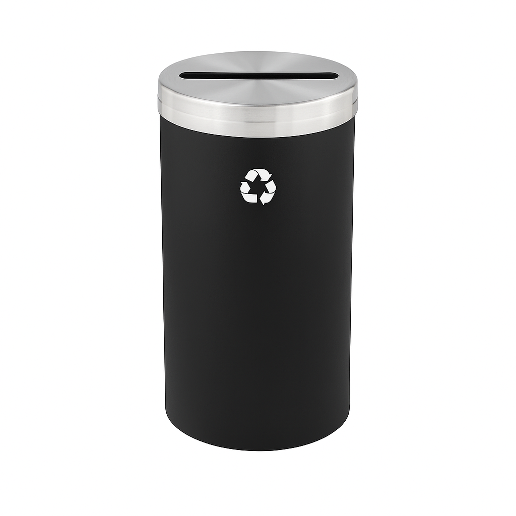 Glaro RecyclePro Value Paper Recycling Bin – Single Slot | Satin Aluminum Lid | 15–41 Gallons | Made in USA