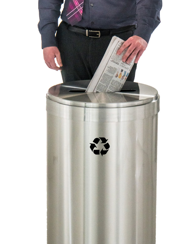 Glaro RecyclePro 1 Paper Recycling Receptacle | Slot Opening | Satin Aluminum Finish | Made in USA