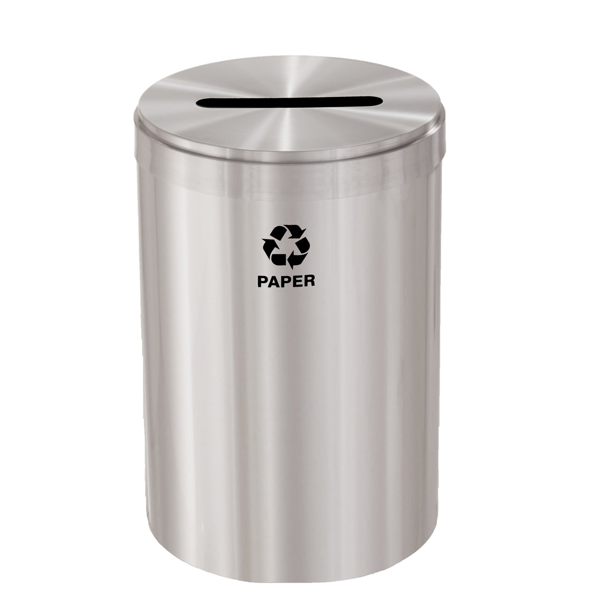 Glaro RecyclePro 1 Single Purpose Receptacles – Satin Aluminum Cover, with Satin Aluminum body Body, Paper Opening