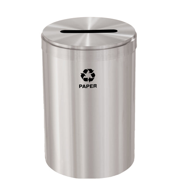 Glaro RecyclePro 1 Paper Recycling Receptacle | Slot Opening | Satin Aluminum Finish | Made in USA