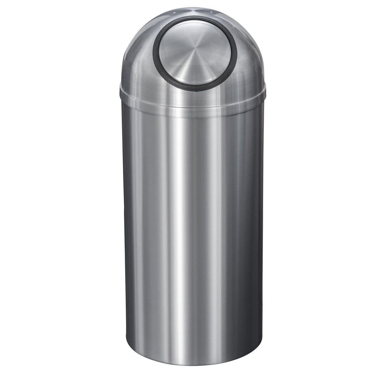 Glaro New Yorker Commercial Trash Can – Self-Closing Dome Top, 8, 12 & 16 Gallon, Satin Aluminum, Indoor (S1230SA, S1530SA, S1536SA)
