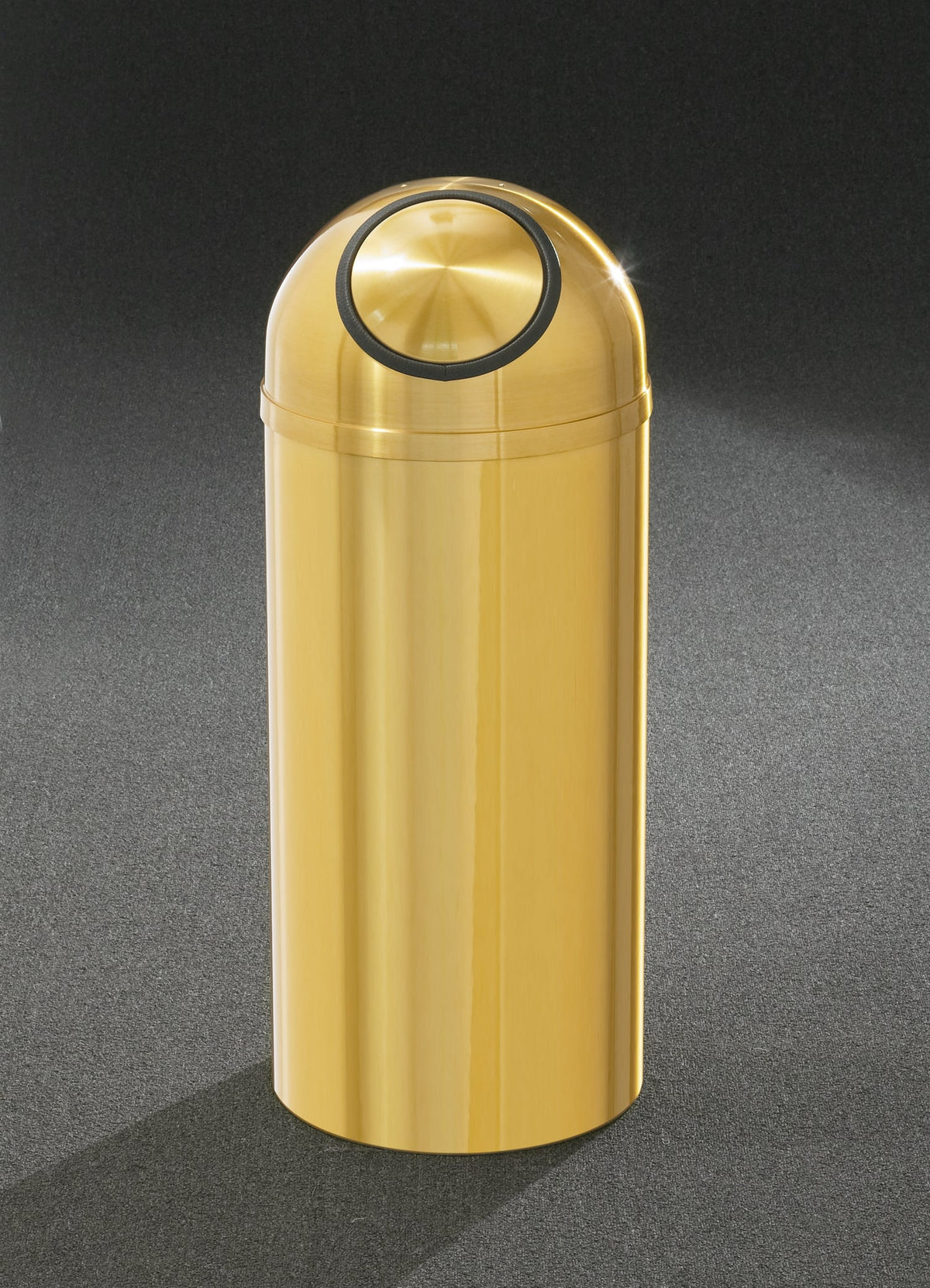 Glaro Atlantis Commercial Trash Can – Self-Closing Dome Top, Satin Brass, 8, 12 & 16 Gallon, Indoor (S1230BE, S1530BE, S1536BE)