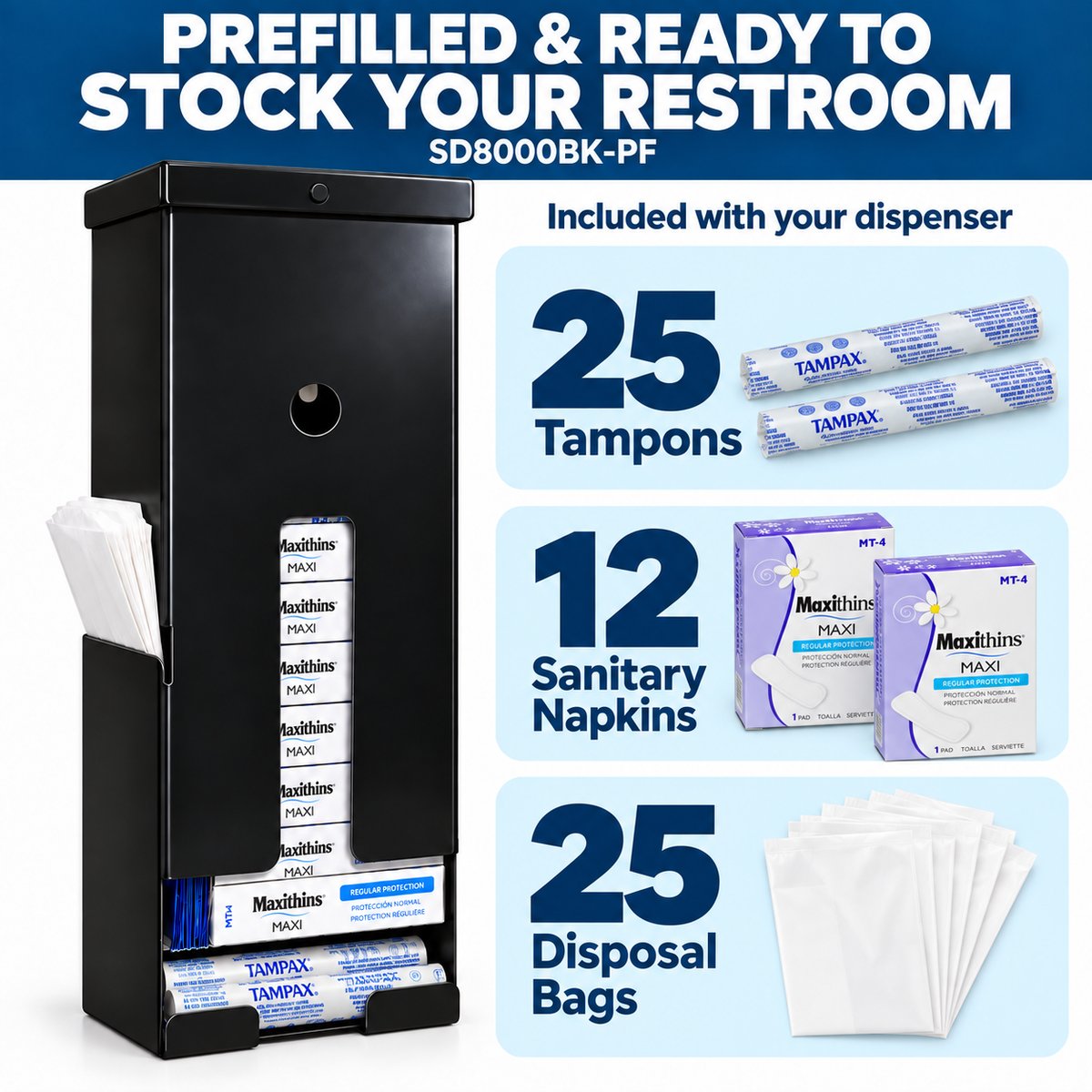 Golden Group International SD8000 Commercial Free-Vend Menstrual Care Dispenser (Empty or Pre-Filled)
