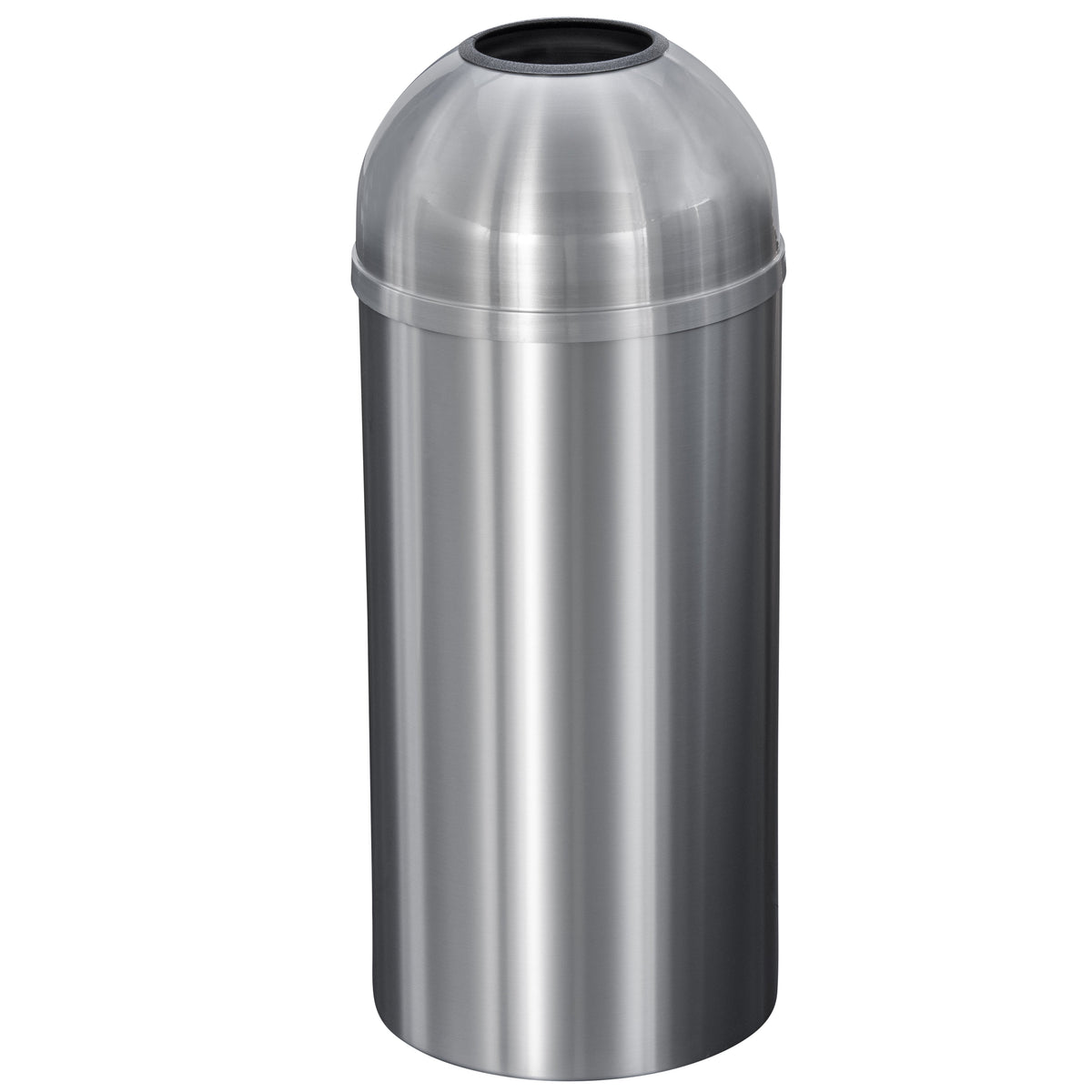 Glaro New Yorker Commercial Trash Can – Open Dome Top, 8, 12 & 16 Gallon, Satin Aluminum, Indoor (T1230SA, T1530SA, T1536SA)