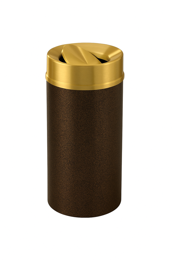 Glaro “Mount Everest” Waste Receptacle –  Satin Brass Tip Action Lid | Choose base color | Made in USA