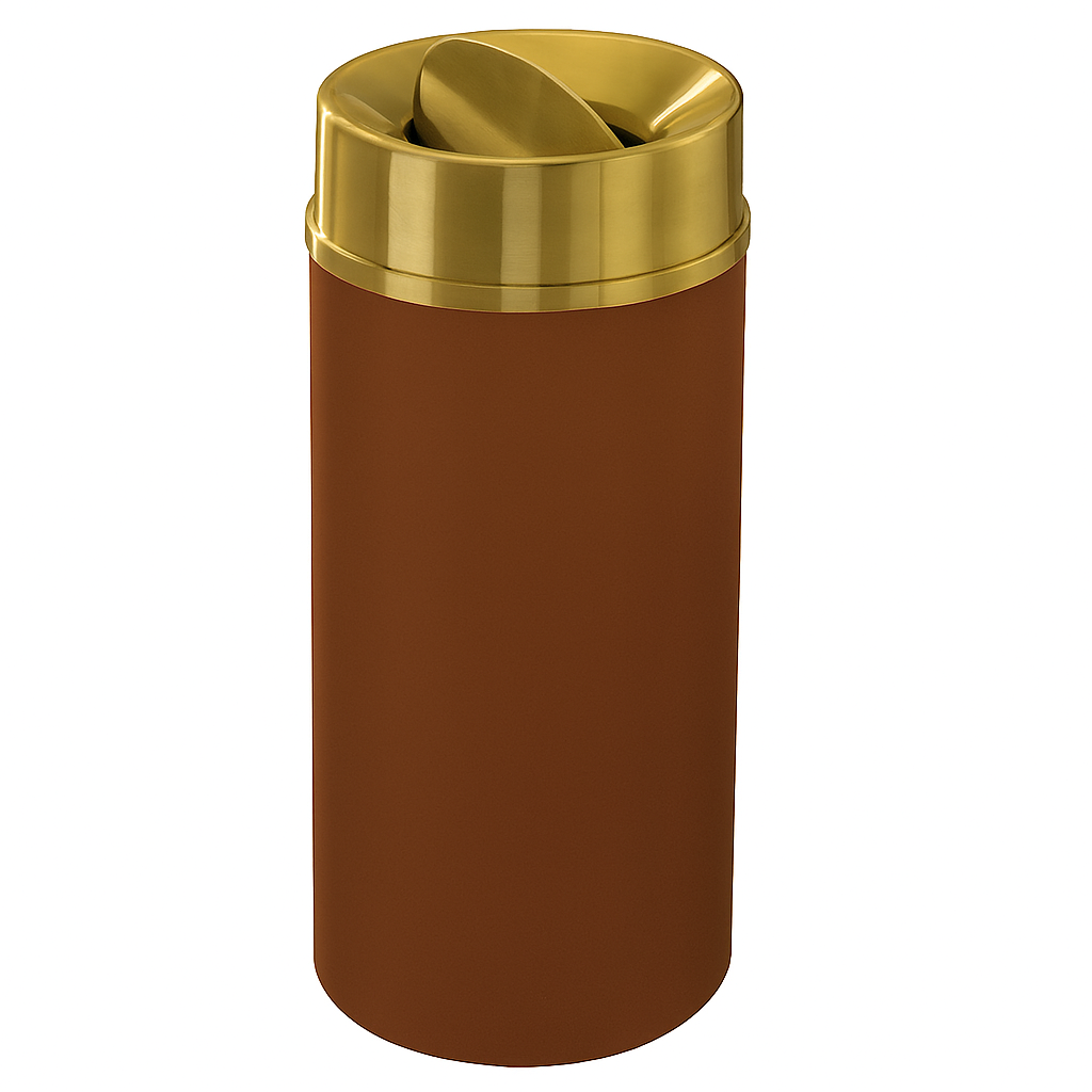 Glaro “Mount Everest” Waste Receptacle –  Satin Brass Tip Action Lid | Choose base color | Made in USA