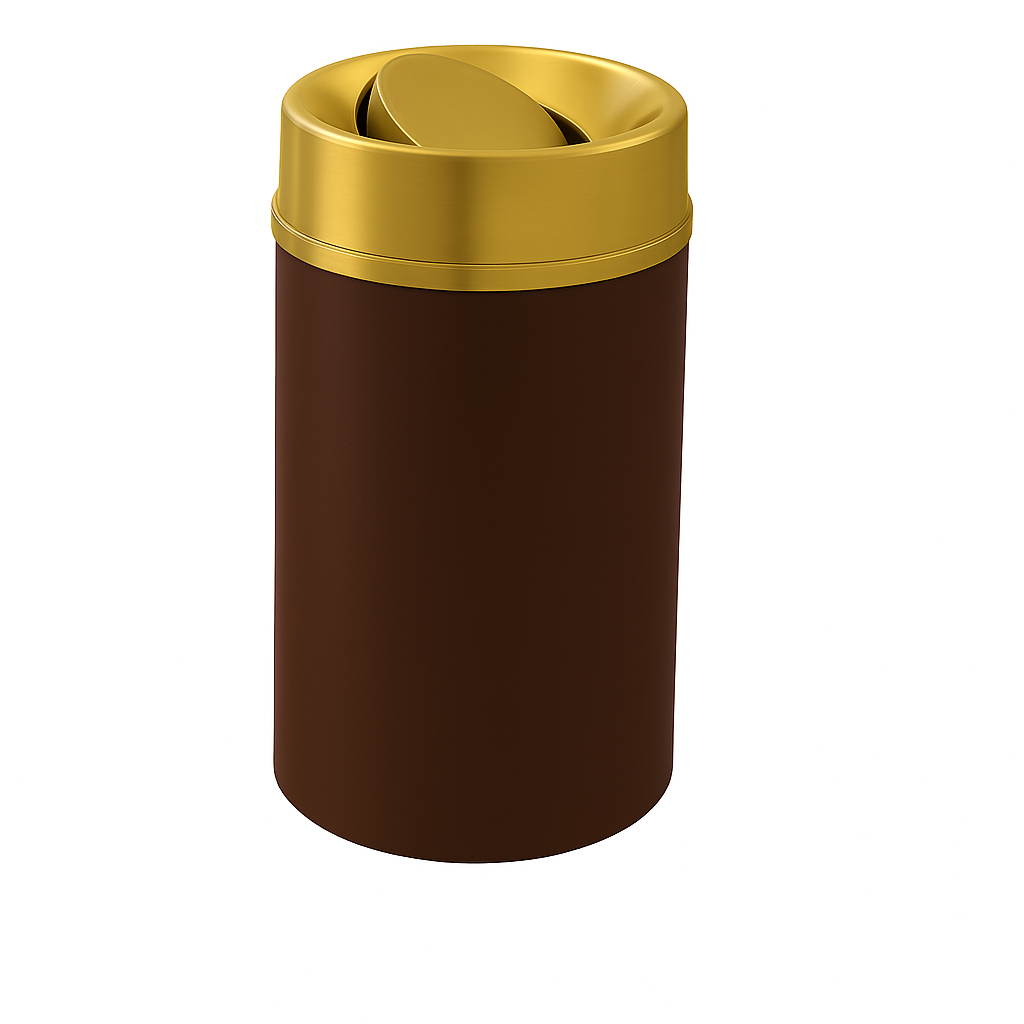 Glaro “Mount Everest” Waste Receptacle –  Satin Brass Tip Action Lid | Choose base color | Made in USA