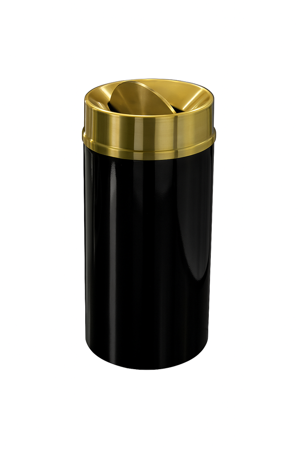 Glaro “Mount Everest” Waste Receptacle –  Satin Brass Tip Action Lid | Choose base color | Made in USA