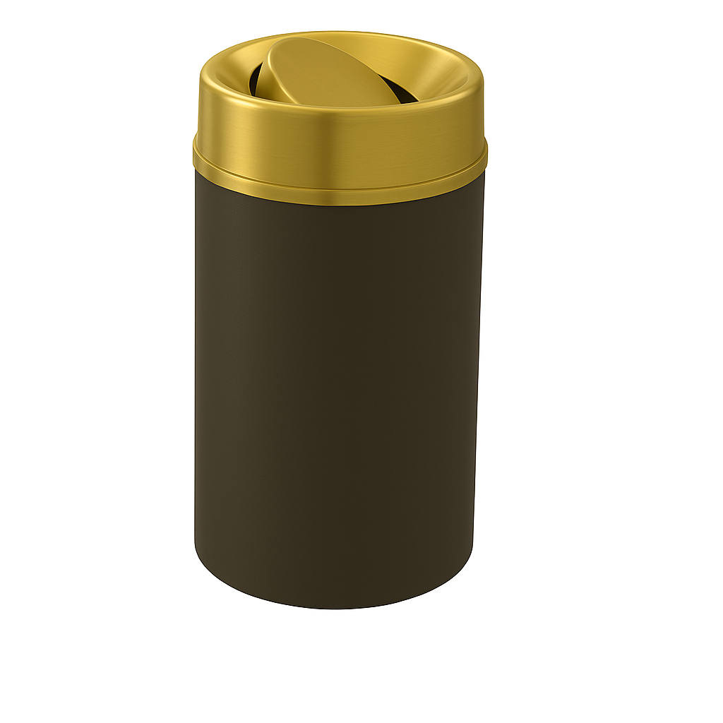 Glaro “Mount Everest” Waste Receptacle –  Satin Brass Tip Action Lid | Choose base color | Made in USA
