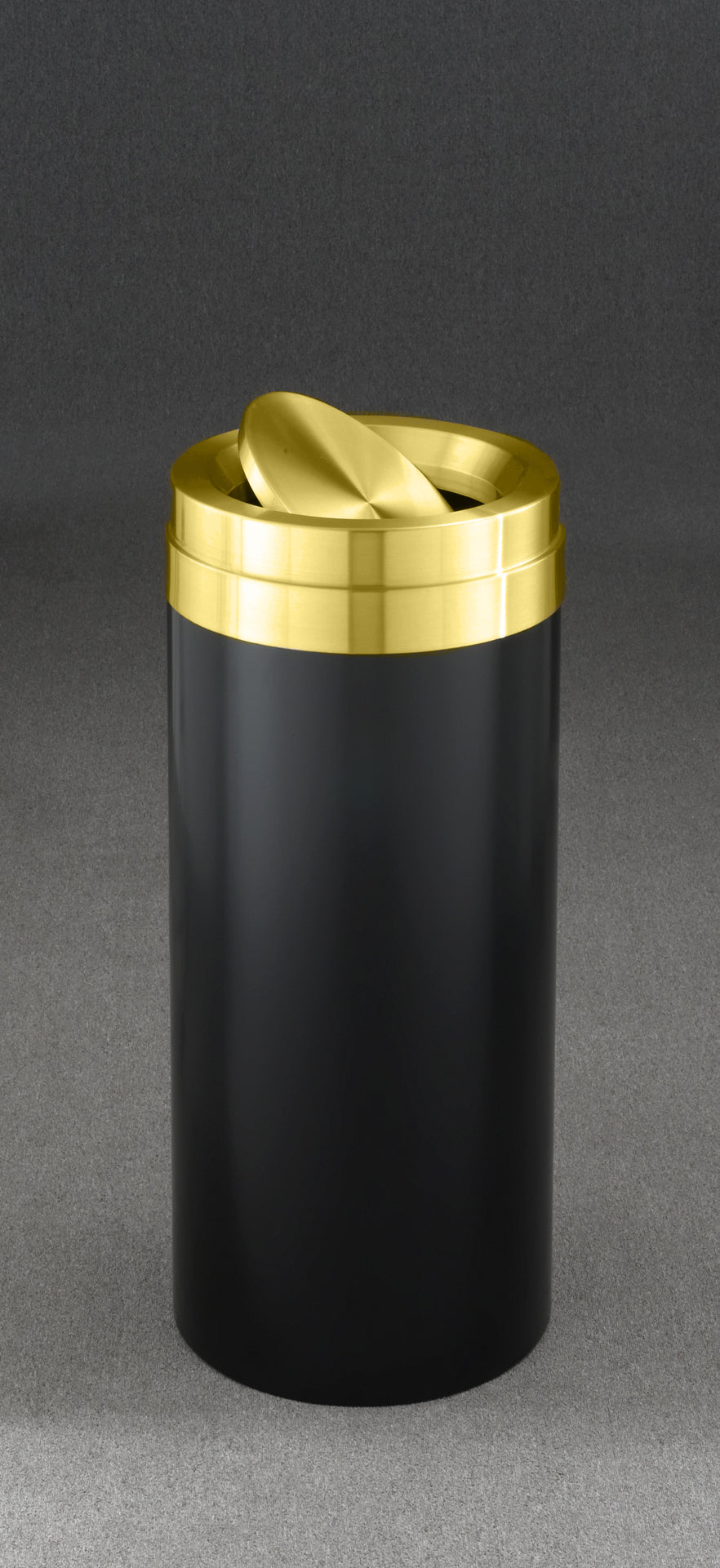 Glaro “Mount Everest” Waste Receptacle –  Satin Brass Tip Action Lid | Choose base color | Made in USA