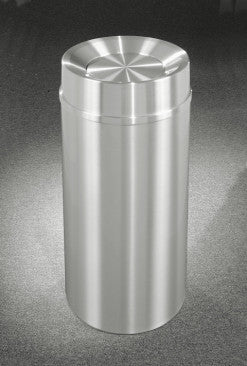 Glaro New Yorker Commercial Trash Can – Tip-Action Top, 12, 16 & 33 Gallon, Satin Aluminum, Indoor (TA1232SA, TA1533SA, TA2035SA)