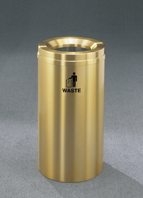 Glaro RecyclePro 1 Waste Receptacle | Large Opening | Satin Brass Finish | Made in USA