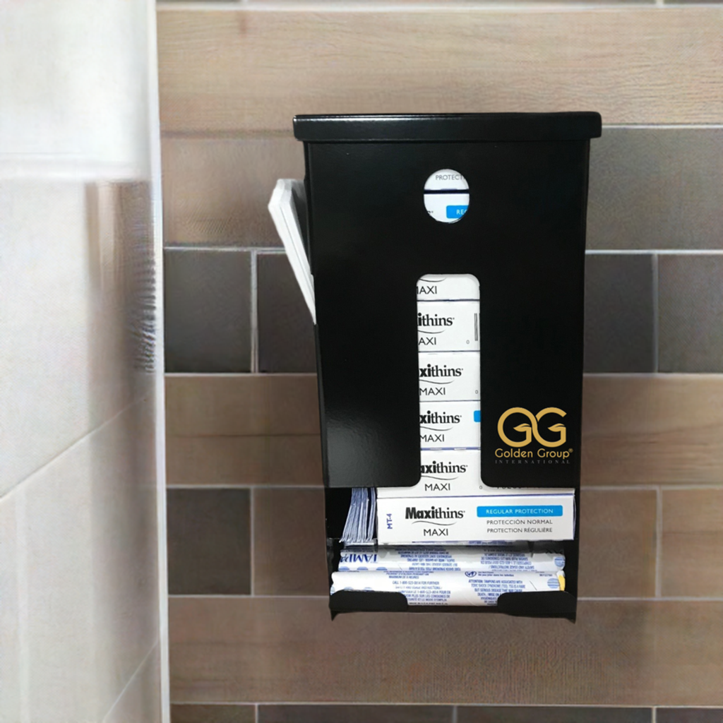 SD7000-PF Pre-Filled Courtesy Dispenser – Tampons, Pads & Disposal Bags, Compact, Wall-Mounted