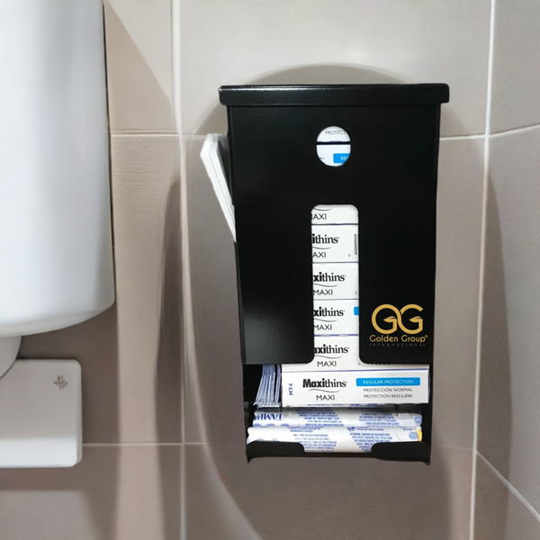 SD7000-PF Pre-Filled Courtesy Dispenser – Tampons, Pads & Disposal Bags, Compact, Wall-Mounted