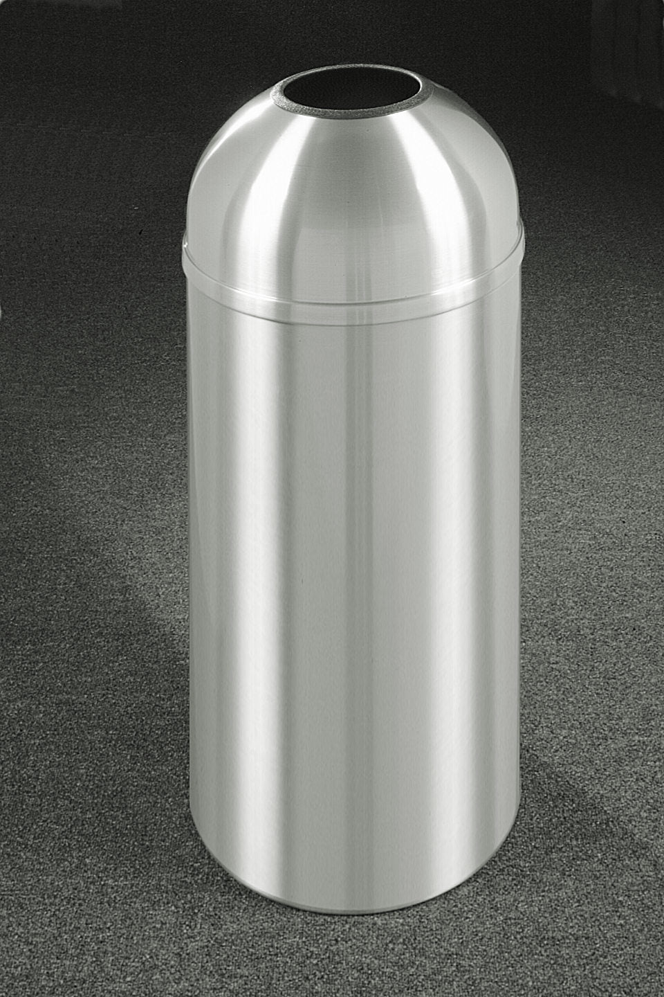 Glaro New Yorker Commercial Trash Can – Open Dome Top, 8, 12 & 16 Gallon, Satin Aluminum, Indoor (T1230SA, T1530SA, T1536SA)