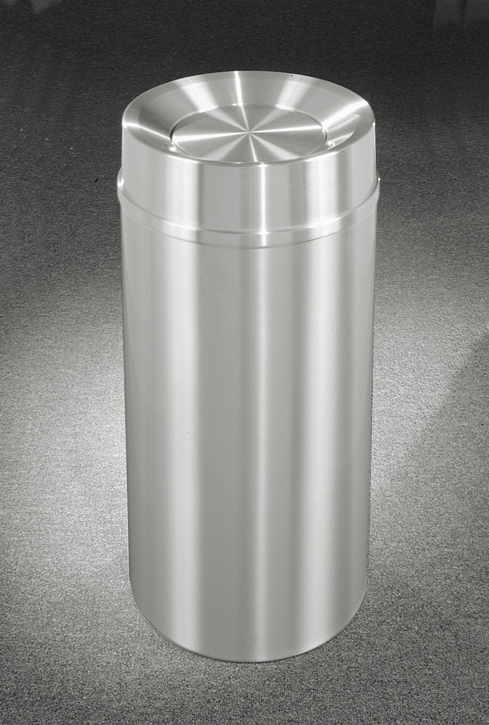 Glaro New Yorker Commercial Trash Can – Tip-Action Top, 12, 16 & 33 Gallon, Satin Aluminum, Indoor (TA1232SA, TA1533SA, TA2035SA)