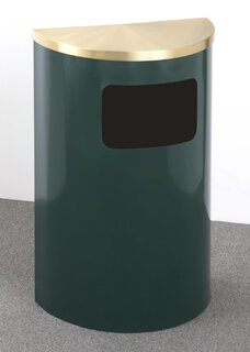 Glaro Profile Series 18" Half-Round Commercial Trash Can – 6.5" x 10" Side Opening with Hinged Lid, 6 Gallon, Indoor (1893SA, 1893BE, 1893**, 1893*SA, 1893*BE)