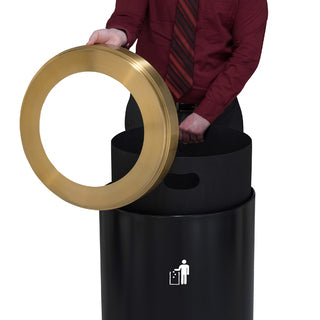 Glaro RecyclePro 1 Waste Receptacle, Large Opening, Choose Base Color, Satin Brass Lid,  Made in USA