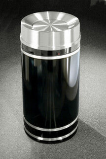 Glaro Monte Carlo Commercial Trash Can – Tip-Action Top, 12, 15, 33 Gallon, Designer Color with Satin Aluminum Trim, (TA1256*, TA1556*, TA2056*)