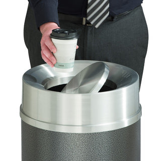 Glaro Mount Everest Designer Powder Coat Trash Can – Tip-Action Top, 12, 16 & 33 Gallon, Satin Aluminum Lid, Commercial Indoor Waste Receptacle (TA1232*SA, TA1533*SA, TA2035*SA)