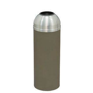 Glaro Mount Everest Designer Powder Coat Commercial Trash Can – Open Dome Top, 8, 12 & 16 Gallon, Satin Aluminum Lid, Indoor (T1230*SA, T1530*SA, T1536*SA)
