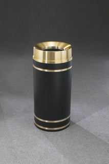 Glaro Monte Carlo Commercial Trash Can – Funnel Top,  12, 15, 33 Gallon, Designer color base with Satin Brass Trim  (F1255*, F1555*, F2055*) (Copy)