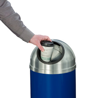 Glaro Mount Everest Designer Powder Coat Commercial Trash Can – Dome Top Self-Closing Lid, 8, 12 & 16 Gallon, Satin Aluminum Lid, Indoor (S1230*SA, S1530*SA, S1536*SA)