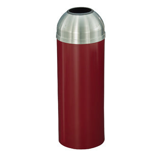 Glaro Mount Everest Designer Powder Coat Commercial Trash Can – Open Dome Top, 8, 12 & 16 Gallon, Satin Aluminum Lid, Indoor (T1230*SA, T1530*SA, T1536*SA)