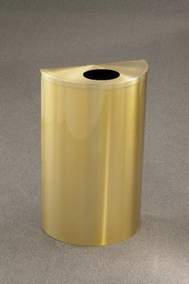 Glaro Profile Series 18" Half-Round Commercial Trash Can – Hinged Lid, 5.5" Round Opening, 14 Gallon, Indoor (1892SA, 1892BE, 1892**, 1892*SA, 1892*BE)