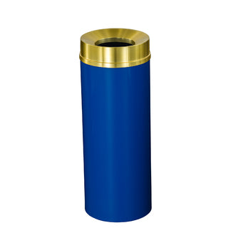 Glaro Mount Everest Designer Powder Coat Commercial Trash Can – Funnel Top, 6, 12, 16 & 33 Gallon, Satin Brass Lid, Indoor (F924*BE, F1232*BE, F1533*BE, F2035*BE)