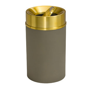 Glaro Mount Everest Designer Powder Coat Trash Can – Tip-Action Top, 12, 16 & 33 Gallon, Satin Brass Lid, Commercial Indoor Waste Receptacle (TA1232*BE, TA1533*BE, TA2035*BE)