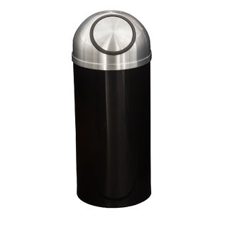 Glaro Mount Everest Designer Powder Coat Commercial Trash Can – Dome Top Self-Closing Lid, 8, 12 & 16 Gallon, Satin Aluminum Lid, Indoor (S1230*SA, S1530*SA, S1536*SA)