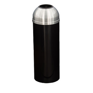 Glaro Mount Everest Designer Powder Coat Commercial Trash Can – Open Dome Top, 8, 12 & 16 Gallon, Satin Aluminum Lid, Indoor (T1230*SA, T1530*SA, T1536*SA)