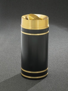 Glaro Monte Carlo Commercial Trash Can – Tip-Action Top, 12, 15, 33 Gallon, Designer Color with Satin Brass Trim, (TA1255*, TA1555*, TA2055*)